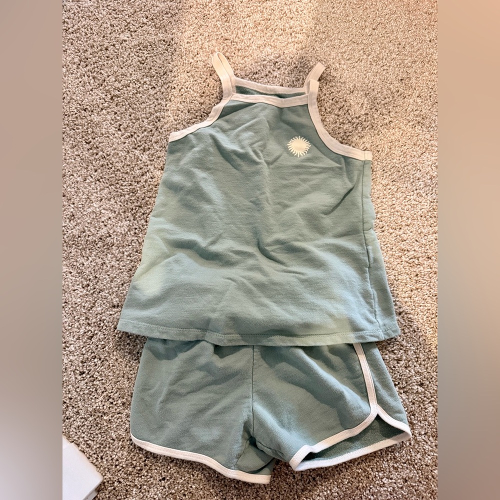 Green Tank and Shorts Set